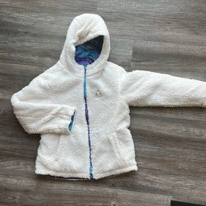 Gerry, 2 in 1 reverse jacket. Beauty blue and purple stripes. Size 7